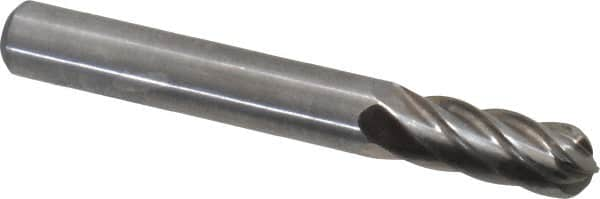 Atrax - 1/4" Cut Diam, 1/4" Shank Diam, Cylinder with Radius Head Fluted Cut Burr - Radius End, 5/8" LOC, 2" OAL - Makers Industrial Supply