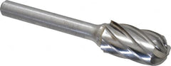 Atrax - 1/2" Cut Diam, 1/4" Shank Diam, Cylinder with Radius Head Fluted Cut Burr - Radius End, 1" LOC, 2-3/4" OAL - Makers Industrial Supply