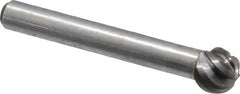 Atrax - 3/8" Cut Diam, 1/4" Shank Diam, Ball Head Fluted Cut Burr - Radius End, 1/4" LOC, 2-5/64" OAL - Makers Industrial Supply