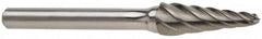 Atrax - 3/8" Cut Diam, 1/4" Shank Diam, Taper Head Fluted Cut Burr - Radius End, 1-1/16" LOC, 2-15/16" OAL - Makers Industrial Supply