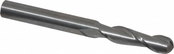 Atrax - 5/16" Diam, 1-1/8" LOC, 2 Flute Solid Carbide Ball End Mill - Uncoated, Single End, 3" OAL, 5/16" Shank Diam - Makers Industrial Supply