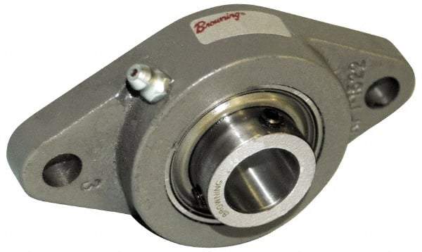 Browning - 1-1/4" ID, 6-1/8" OAL x 3-5/8" OAH 2-Bolt Flange Air Handling - 3,493 Lb Static Cap, 5,782 Lb Dyn Cap, 5-1/8" Btw Mnt Hole Ctrs, Cast Iron - Makers Industrial Supply