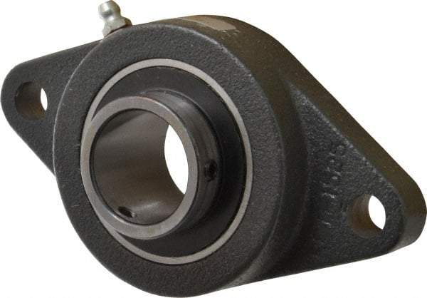 Browning - 1-1/4" ID, 5-9/16" OAL x 3-1/8" OAH 2-Bolt Flange - 2,567 Lb Static Cap, 4,381 Lb Dyn Cap, 4-19/32" Btw Mnt Hole Ctrs, Cast Iron - Makers Industrial Supply