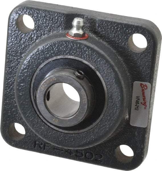 Browning - 3/4" ID, 3-3/8" OAL x 3-3/8" OAH 4-Bolt Flange - 1,444 Lb Static Cap, 2,611 Lb Dyn Cap, 2-1/2" Btw Mnt Hole Ctrs, Cast Iron - Makers Industrial Supply