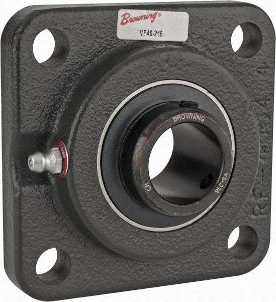 Browning - 1" ID, 3-3/4" OAL x 3-3/4" OAH 4-Bolt Flange - 1,651 Lb Static Cap, 2,801 Lb Dyn Cap, 2-3/4" Btw Mnt Hole Ctrs, Cast Iron - Makers Industrial Supply