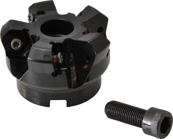 Kennametal - 2" Cut Diam, 3" Arbor Hole, 4.51mm Max Depth of Cut, 45° Indexable Chamfer & Angle Face Mill - 5 Inserts, HNGJ 535-GD Insert, Right Hand Cut, 5 Flutes, Through Coolant, Series KSHR - Makers Industrial Supply