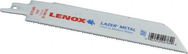 Lenox - 6" Long x 1" Thick, Bi-Metal Reciprocating Saw Blade - Straight Profile, 14 TPI, Toothed Edge - Makers Industrial Supply