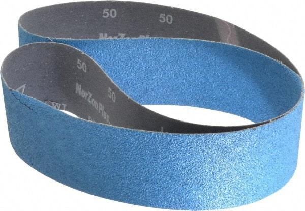 Norton - 2-1/2" Wide x 48" OAL, 50 Grit, Zirconia Alumina Abrasive Belt - Zirconia Alumina, Coarse, Coated, Y Weighted Cloth Backing, Dry, Series R821 - Makers Industrial Supply