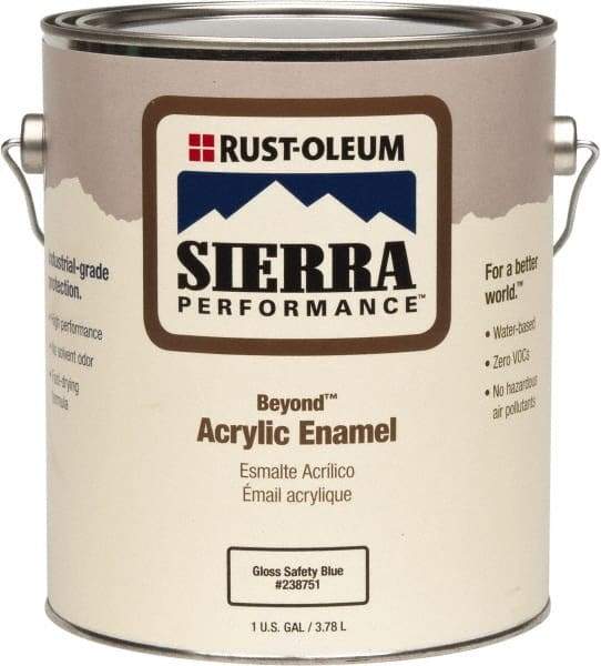 Rust-Oleum - 1 Gal Safety Blue Gloss Finish Acrylic Enamel Paint - Interior/Exterior, <0 gL VOC Compliance - Makers Industrial Supply