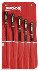 Simonds File - 5 Piece American Pattern File Set - 8" Long, Bastard Coarseness, Set Includes Half Round, Mill, Round, Square - Makers Industrial Supply