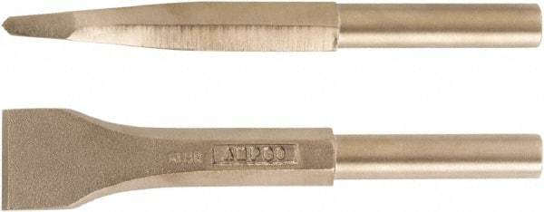 Ampco - 1-1/2" Head Width, 7-3/4" OAL, 3/4" Shank Diam, Scaling Chisel - Round Drive, Round Shank - Makers Industrial Supply