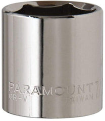 Paramount - 7/8", 3/8" Drive, Standard Hand Socket - 6 Points, 1-3/16" OAL, Steel, Chrome Finish - Makers Industrial Supply