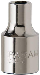 Paramount - 1/4", 3/8" Drive, Standard Hand Socket - 6 Points, 1-3/16" OAL, Steel, Chrome Finish - Makers Industrial Supply