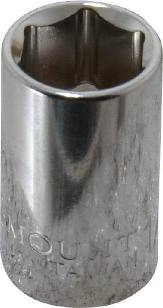 Paramount - 1/2", 3/8" Drive, Standard Hand Socket - 6 Points, 1-3/16" OAL, Steel, Chrome Finish - Makers Industrial Supply