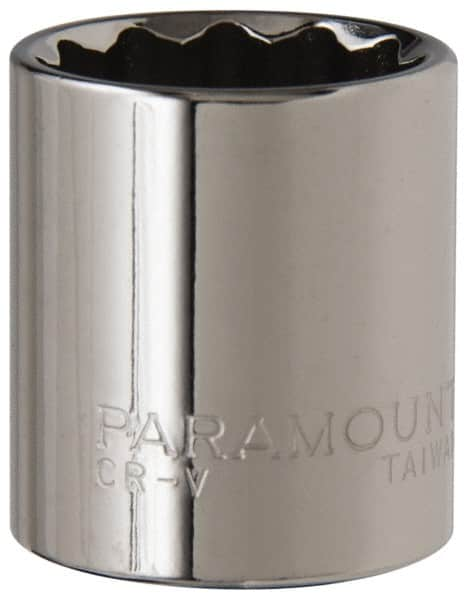 Paramount - 3/8" Drive, Standard Hand Socket - 12 Points, 1-3/16" OAL, Steel, Chrome Finish - Makers Industrial Supply