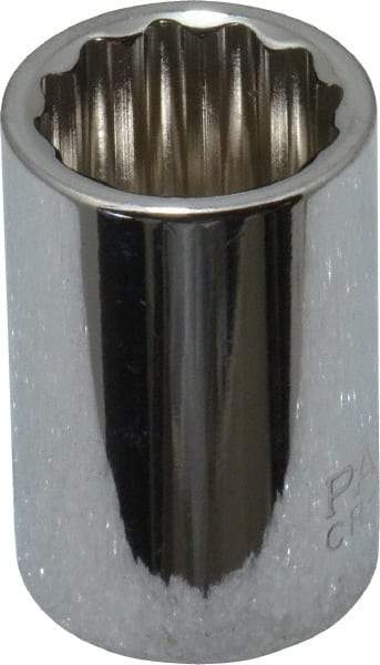 Paramount - 3/8" Drive, Standard Hand Socket - 12 Points, 1-3/16" OAL, Steel, Chrome Finish - Makers Industrial Supply