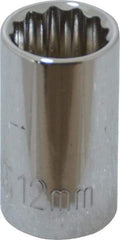 Paramount - 3/8" Drive, Standard Hand Socket - 12 Points, 1-3/16" OAL, Steel, Chrome Finish - Makers Industrial Supply