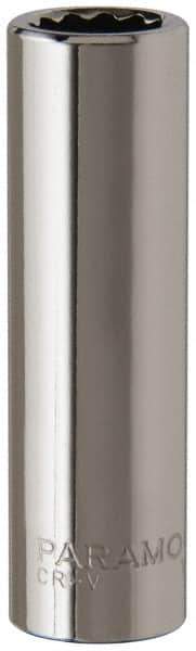 Paramount - 3/8", 1/4" Drive, Deep Hand Socket - 12 Points, 1-15/16" OAL, Steel, Chrome Finish - Makers Industrial Supply