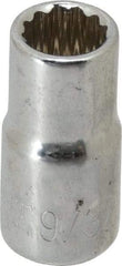 Paramount - 9/32", 1/4" Drive, Standard Hand Socket - 12 Points, 15/16" OAL, Steel, Chrome Finish - Makers Industrial Supply