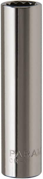 Paramount - 5/16", 1/4" Drive, Deep Hand Socket - 12 Points, 1-15/16" OAL, Steel, Chrome Finish - Makers Industrial Supply