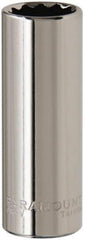 Paramount - 1/2", 1/4" Drive, Deep Hand Socket - 12 Points, 1-15/16" OAL, Steel, Chrome Finish - Makers Industrial Supply