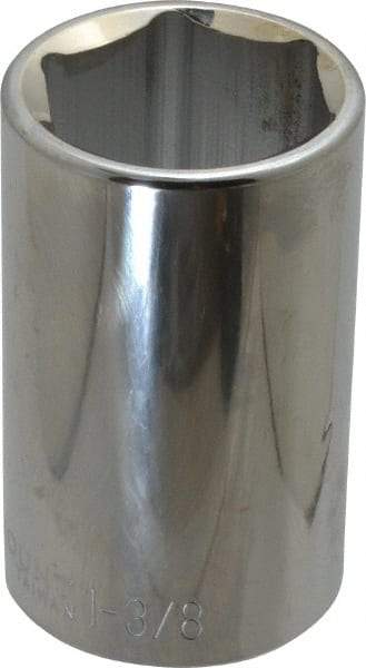 Paramount - 1-3/8", 1/2" Drive, Deep Hand Socket - 6 Points, 3-1/2" OAL, Steel, Chrome Finish - Makers Industrial Supply