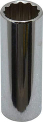 Paramount - 1/4" Drive, Deep Hand Socket - 12 Points, 1-15/16" OAL, Steel, Chrome Finish - Makers Industrial Supply