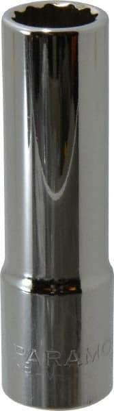 Paramount - 1/2" Drive, Deep Hand Socket - 12 Points, 3-3/32" OAL, Steel, Chrome Finish - Makers Industrial Supply