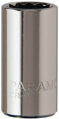 Paramount - 1/4" Drive, Standard Hand Socket - 12 Points, 15/16" OAL, Steel, Chrome Finish - Makers Industrial Supply