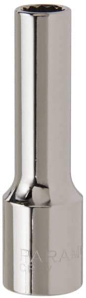 Paramount - 1/2" Drive, Deep Hand Socket - 12 Points, 3-3/32" OAL, Steel, Chrome Finish - Makers Industrial Supply