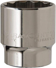 Paramount - 1/2" Drive, Standard Hand Socket - 12 Points, 1-1/2" OAL, Steel, Chrome Finish - Makers Industrial Supply