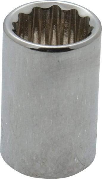 Paramount - 7/16", 1/4" Drive, Standard Hand Socket - 12 Points, 15/16" OAL, Steel, Chrome Finish - Makers Industrial Supply