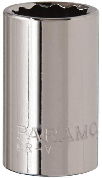 Paramount - 1/2" Drive, Standard Hand Socket - 12 Points, 1-1/2" OAL, Steel, Chrome Finish - Makers Industrial Supply