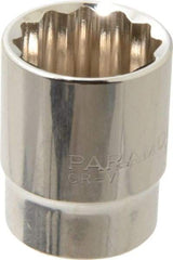 Paramount - 1/2" Drive, Standard Hand Socket - 12 Points, 1-1/2" OAL, Steel, Chrome Finish - Makers Industrial Supply