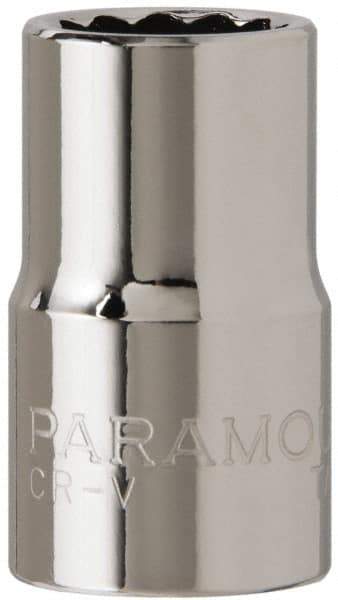 Paramount - 1/2" Drive, Standard Hand Socket - 12 Points, 1-1/2" OAL, Steel, Chrome Finish - Makers Industrial Supply