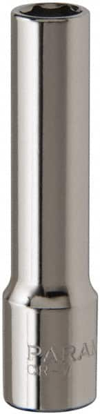 Paramount - 1/4", 1/4" Drive, Deep Hand Socket - 6 Points, 1-15/16" OAL, Steel, Chrome Finish - Makers Industrial Supply