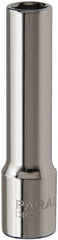 Paramount - 1/4", 1/4" Drive, Deep Hand Socket - 6 Points, 1-15/16" OAL, Steel, Chrome Finish - Makers Industrial Supply