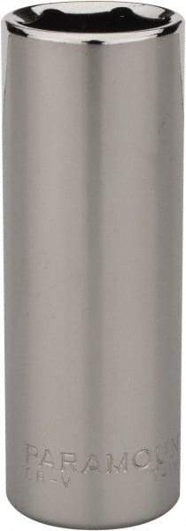 Paramount - 1/2", 1/4" Drive, Deep Hand Socket - 6 Points, 1-15/16" OAL, Steel, Chrome Finish - Makers Industrial Supply