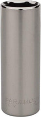 Paramount - 1/2", 1/4" Drive, Deep Hand Socket - 6 Points, 1-15/16" OAL, Steel, Chrome Finish - Makers Industrial Supply