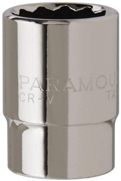 Paramount - 1/2" Drive, Standard Hand Socket - 12 Points, 1-1/2" OAL, Steel, Chrome Finish - Makers Industrial Supply