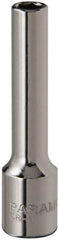 Paramount - 3/16", 1/4" Drive, Deep Hand Socket - 6 Points, 1-15/16" OAL, Steel, Chrome Finish - Makers Industrial Supply