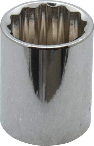 Paramount - 11/16", 3/8" Drive, Standard Hand Socket - 12 Points, 1-3/16" OAL, Steel, Chrome Finish - Makers Industrial Supply