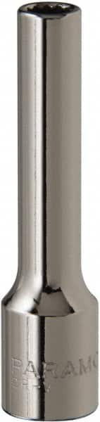 Paramount - 3/16", 1/4" Drive, Deep Hand Socket - 12 Points, 1-15/16" OAL, Steel, Chrome Finish - Makers Industrial Supply