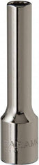 Paramount - 3/16", 1/4" Drive, Deep Hand Socket - 12 Points, 1-15/16" OAL, Steel, Chrome Finish - Makers Industrial Supply