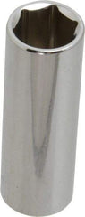 Paramount - 1/4" Drive, Deep Hand Socket - 6 Points, 1-15/16" OAL, Steel, Chrome Finish - Makers Industrial Supply