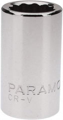 Paramount - 7/16", 3/8" Drive, Standard Hand Socket - 12 Points, 1-3/16" OAL, Steel, Chrome Finish - Makers Industrial Supply