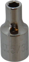 Paramount - 5/32", 1/4" Drive, Standard Hand Socket - 6 Points, 15/16" OAL, Steel, Chrome Finish - Makers Industrial Supply