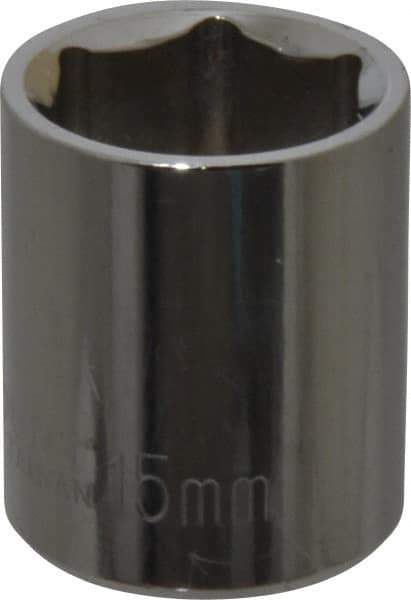 Paramount - 1/4" Drive, Standard Hand Socket - 6 Points, 15/16" OAL, Steel, Chrome Finish - Makers Industrial Supply