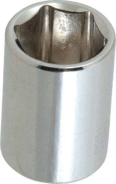 Paramount - 1/4" Drive, Standard Hand Socket - 6 Points, 15/16" OAL, Steel, Chrome Finish - Makers Industrial Supply