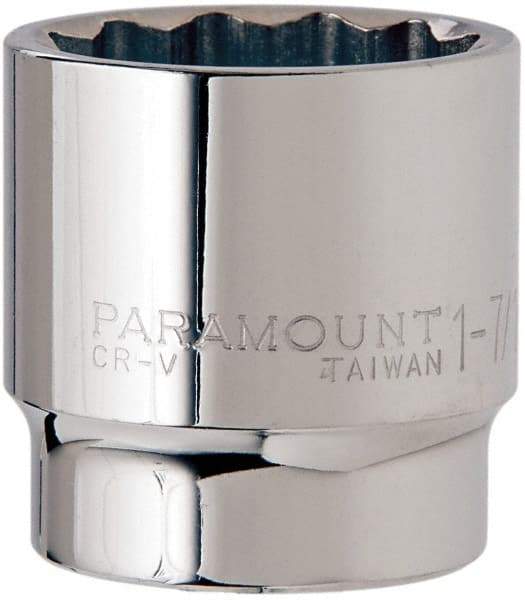 Paramount - 1-7/16", 1/2" Drive, Standard Hand Socket - 12 Points, 1-1/2" OAL, Steel, Chrome Finish - Makers Industrial Supply